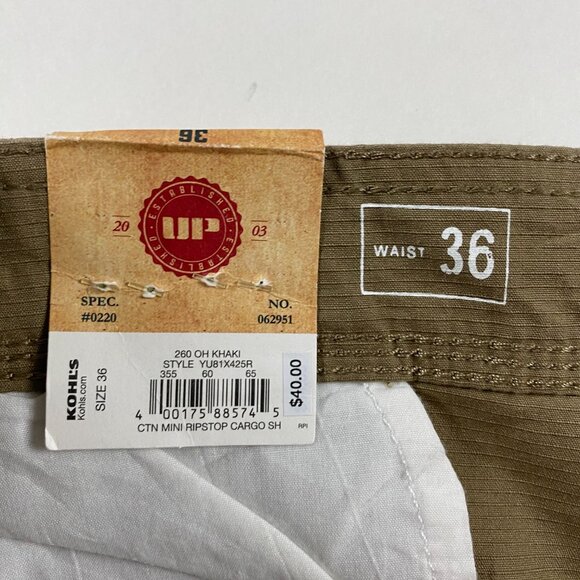 NWT Urban Pipeline UH Mini Ripstop Cargo Shorts Mens Size 36 Measures 39 Khaki - Picture 6 of 12